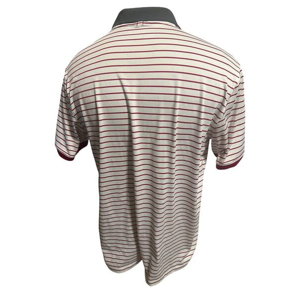 Nike DriFit Mens Large White/Red Striped Short Sleeve Polo - Picture 3 of 5